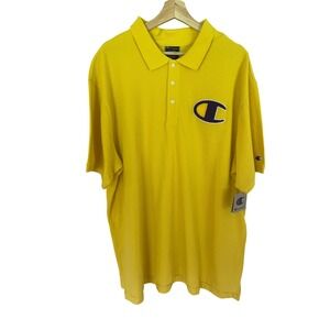 Champion Logo‎ Polo Shirt Big Logo Spell Out Cotton Casual Top 2XL New